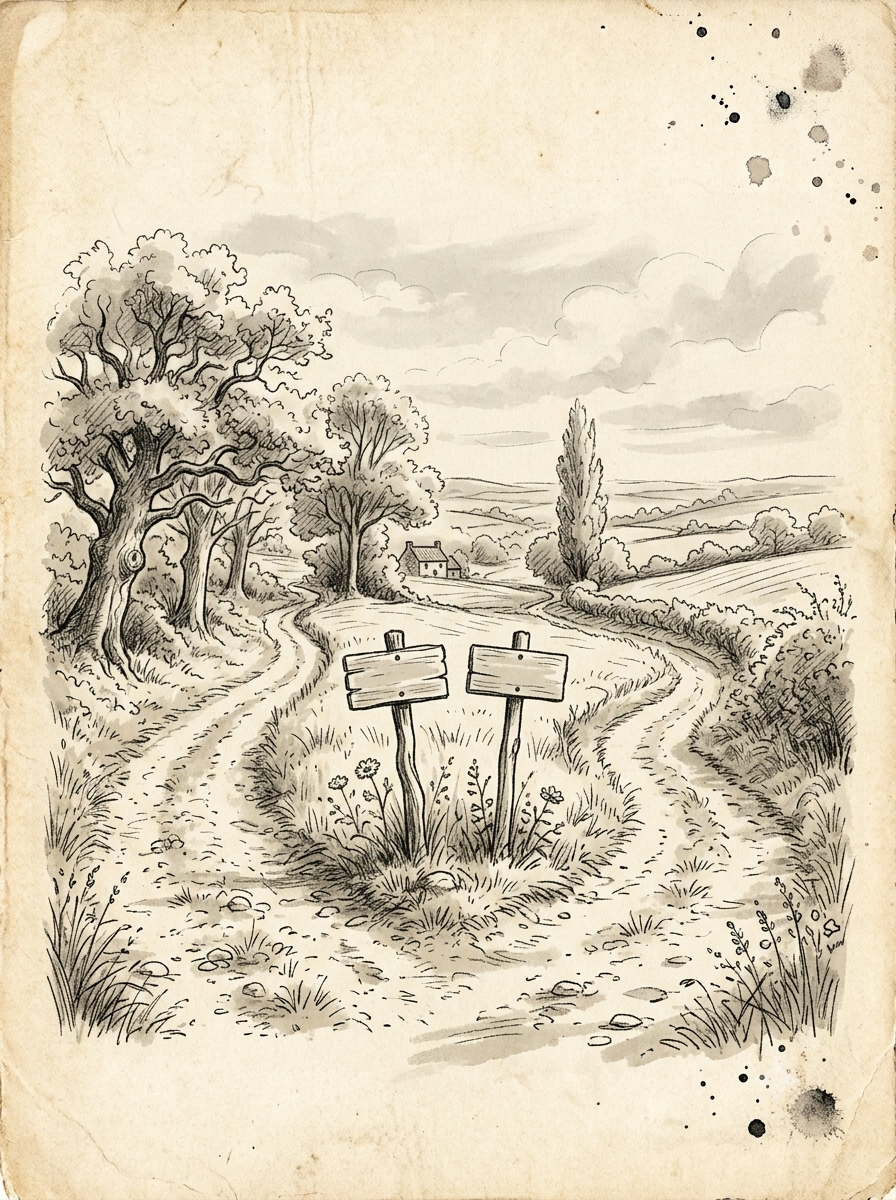 Un carrefour dessiné à l'encre